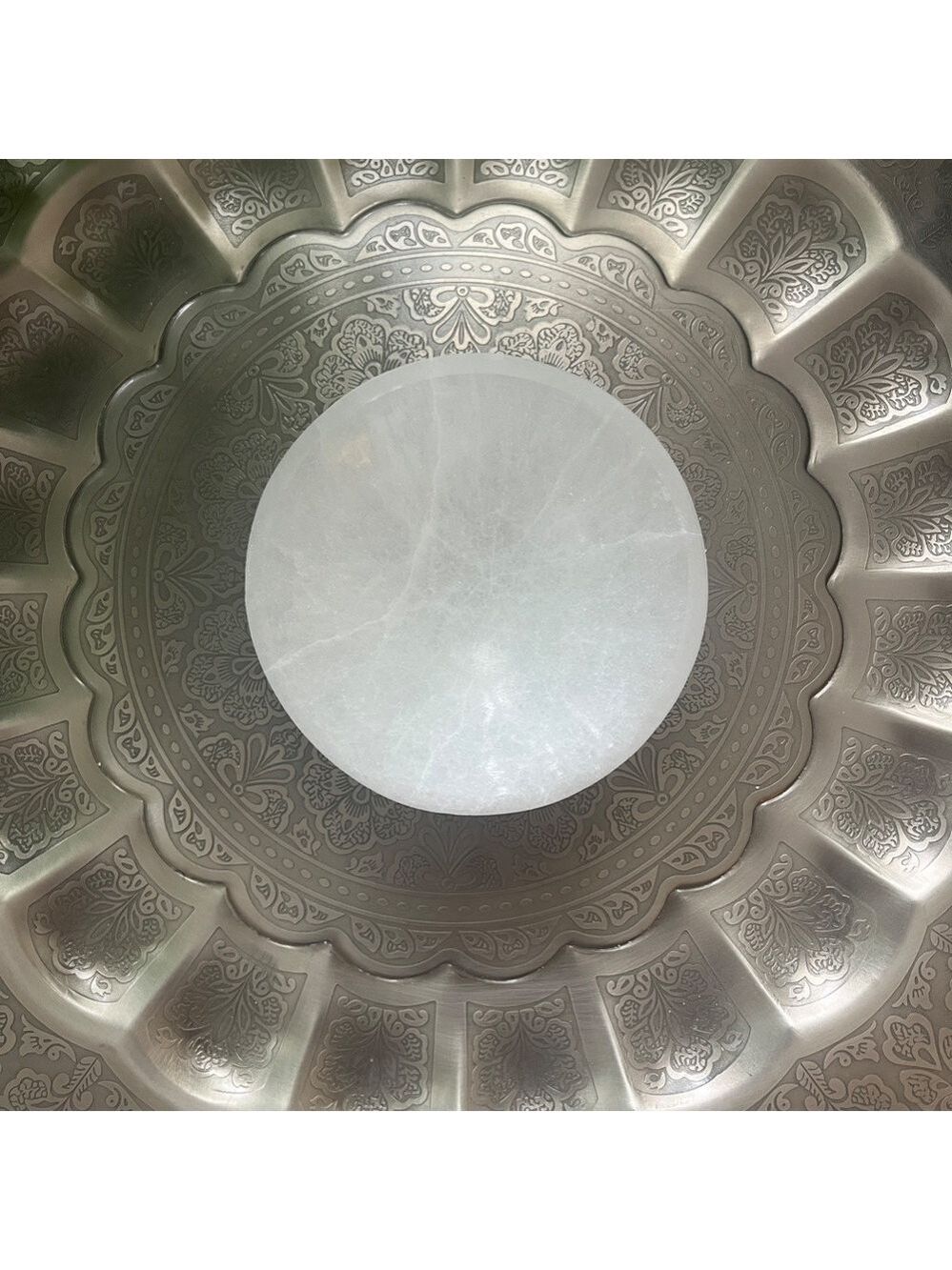 Large White Selenite Round Bowl
